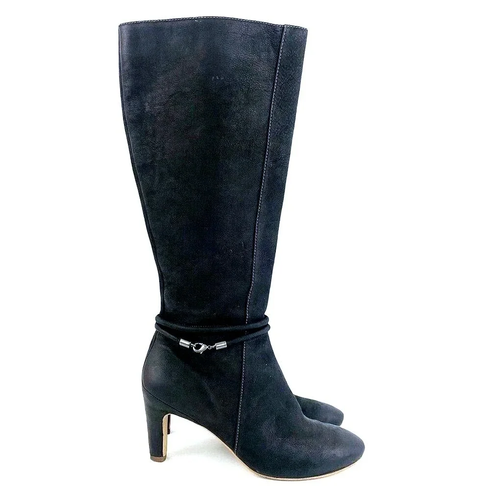 Ecco Tall Boots Nephi Zip‎ Black Suede Leather Womens 37 6/6.5 - Picture 2 of 16